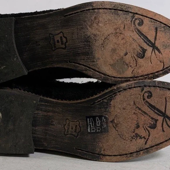 Free People Suede Boots w/Back Zipper and Low Heel   Black Size 41 - Picture 4 of 6